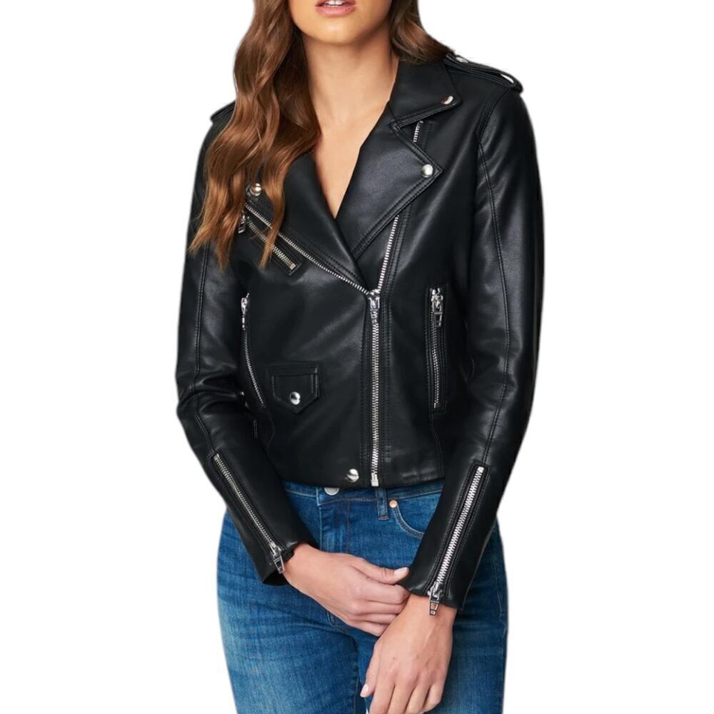 New Women’s BLANKNYC Vegan Leather Moto Jacket With Quilting Stitch Size S